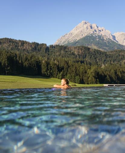 Swimming with a view on the Dolomites